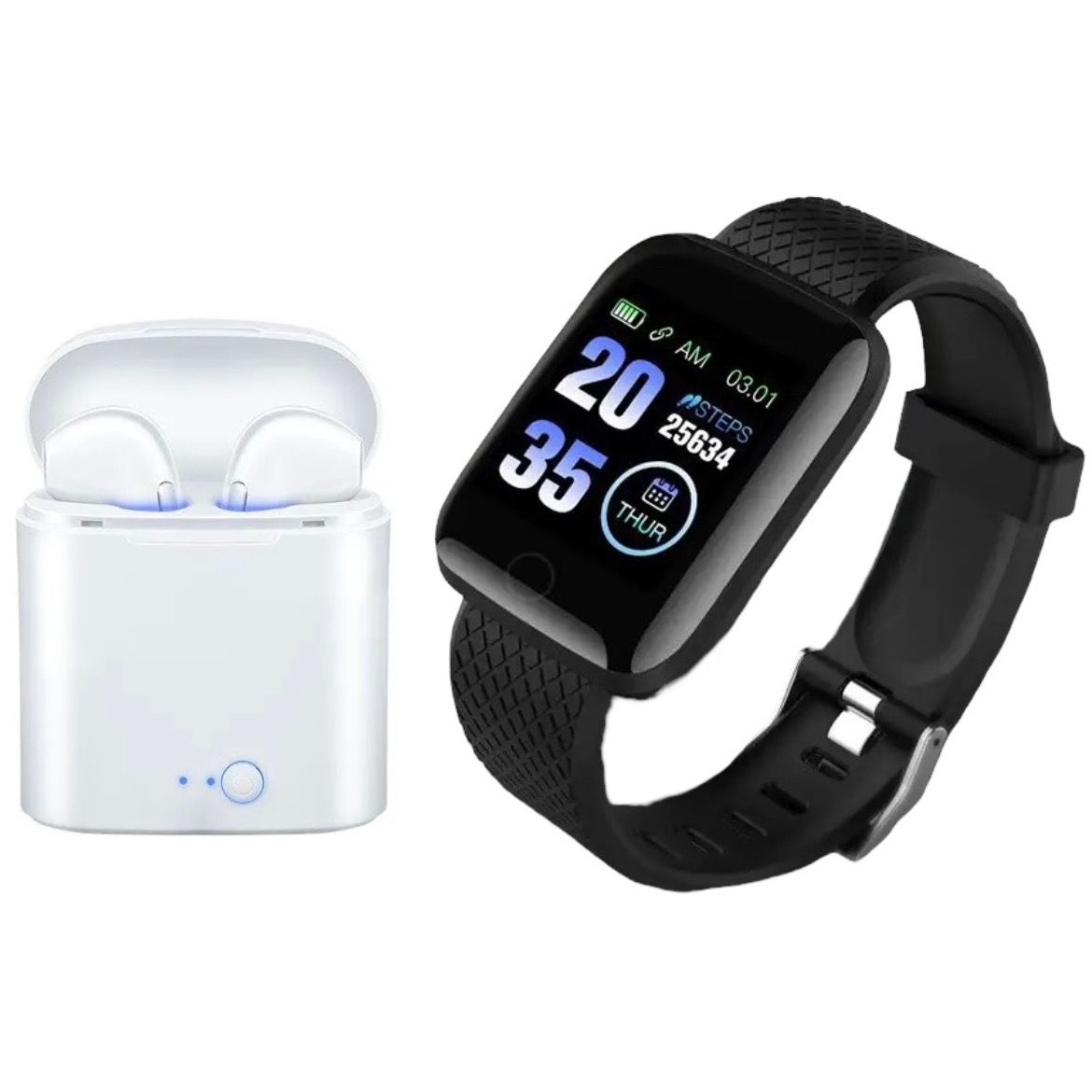 Combo Smart Watch 116 Plus + Audifonos Inalambricos 
